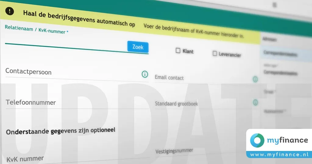 Update van het boekhoudprogramma Myfinance