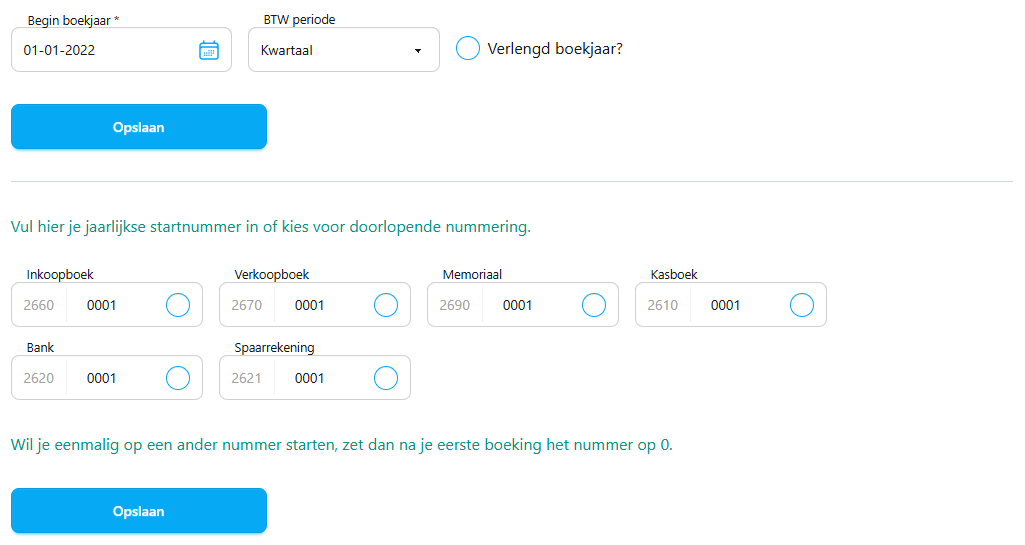 Boekjaar, Btw en nummering