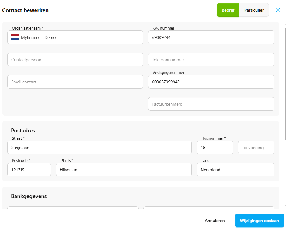 Schermafbeelding Contact bewerken