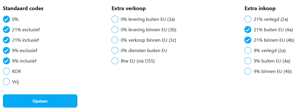 Schermafbeelding btw-codes
