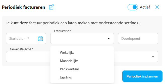Overzicht met ingeplande periodieke facturen