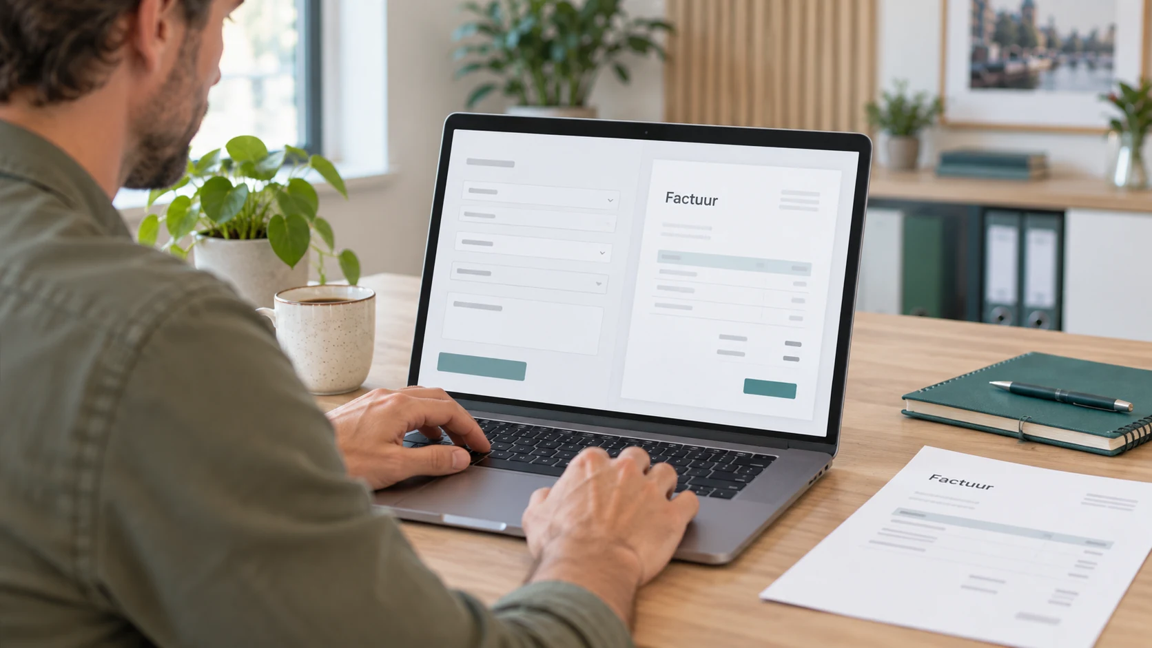 Ondernemer die snel en foutloos een online factuur verstuurt
