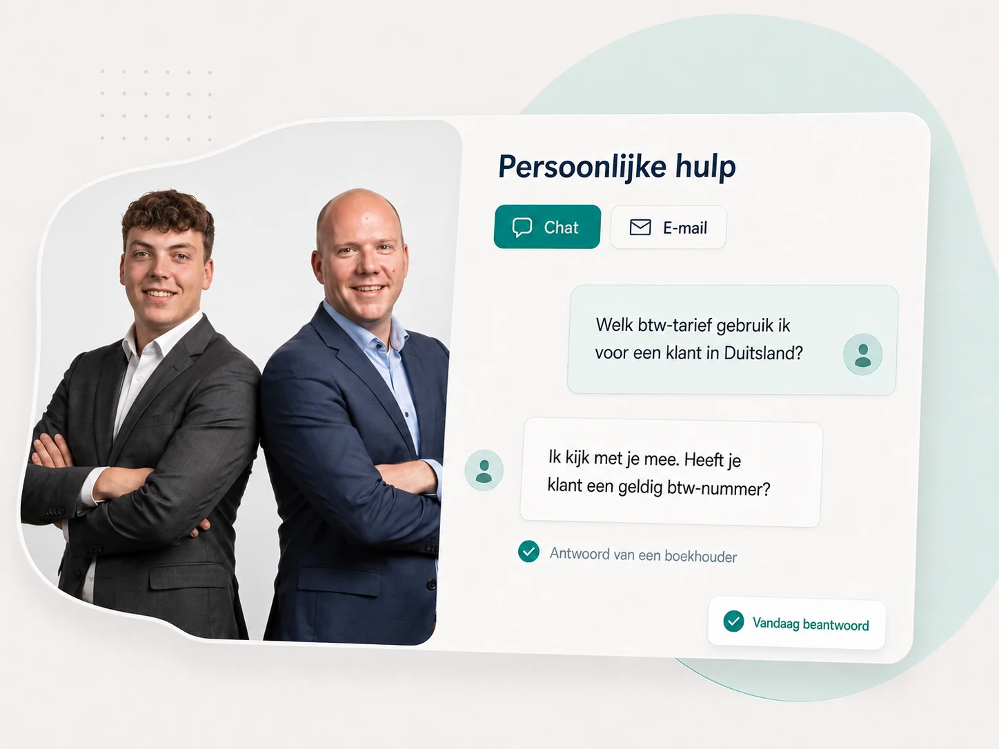 Team MyFinance onze boekhouders
chat of e-mail